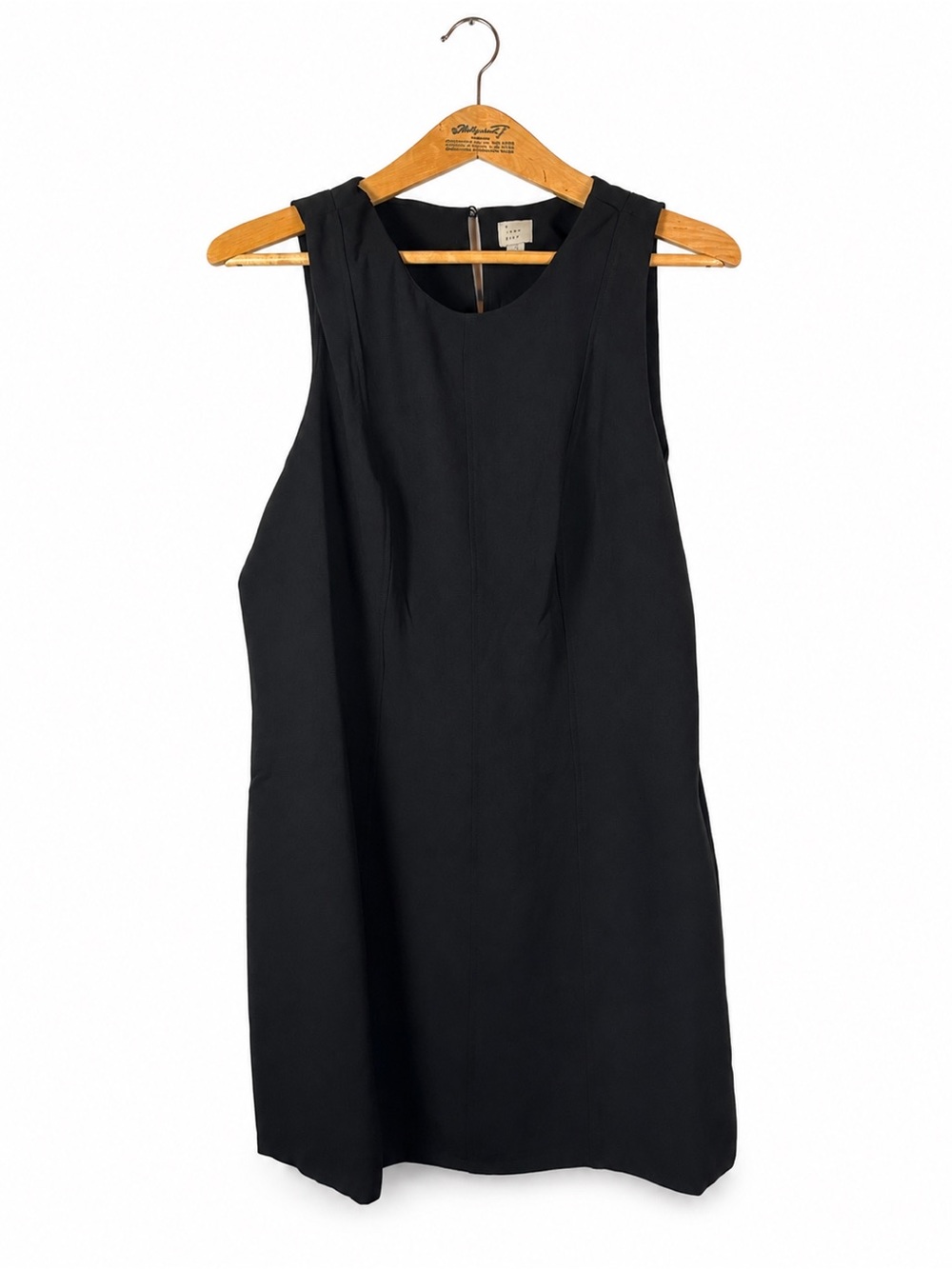 Black Sleeveless Shift Mini Dress Tailored Size 17 Normcore Office Business Chic